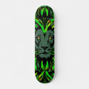 Green Lion Head - Lion Face Skateboard