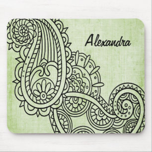 Green Mehndi Motif Mousepad