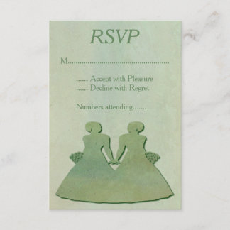 Green Mint Rustic Lesbian Weding RSVP