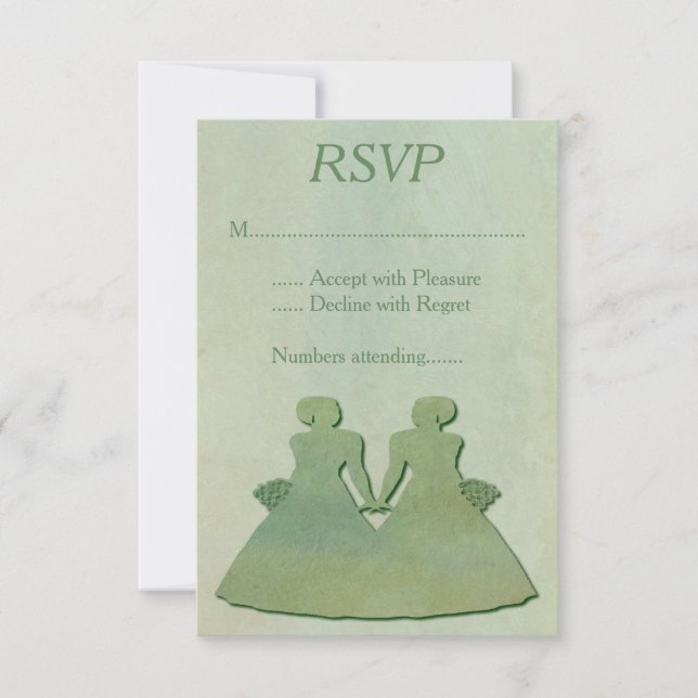 Green Mint Rustic Lesbian Weding RSVP (Frente)