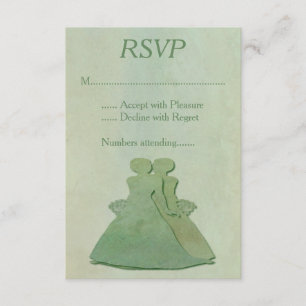 Green Mint Rustic Lesbian Weding RSVP