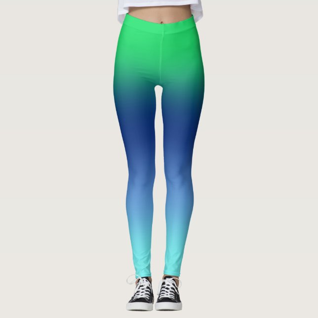 Green Navy Aqua Gradient Leggings (Frente)