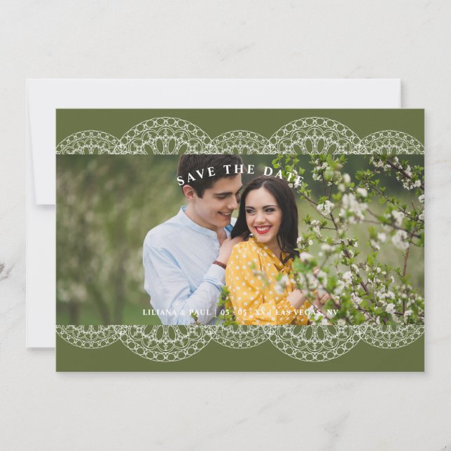 Green Nice Lace Effect Romantic Couple Photo  (Frente)