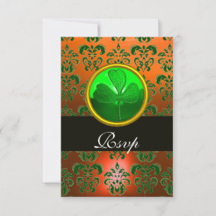 GREEN ORANGE DAMASK COM SHAMROCK, RSVP preto
