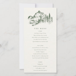 Green Pine Woods Mountain Sketch Menu Card