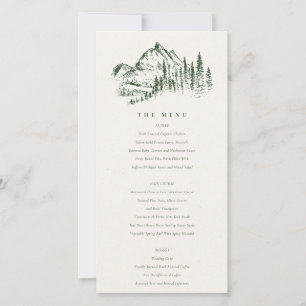 Green Pine Woods Mountain Sketch Menu Card