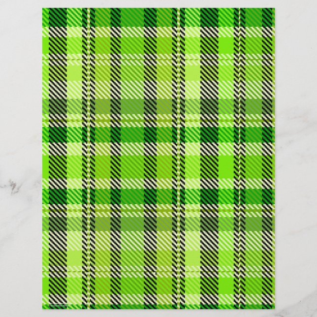 Green Plaid Scrapbook Paper 2-Sided Page (Verso)