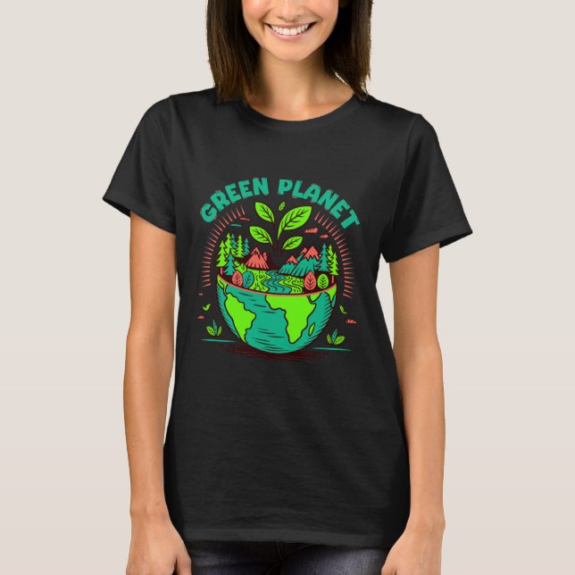 Green Planet Earth Day T-Shirt (Frente)