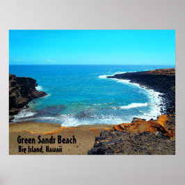Green Sands Beach, grande ilha Hawaii poster