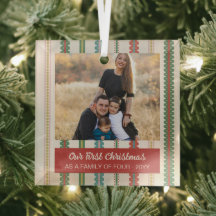 Green Scalloped Stripes Photo Our First Christmas