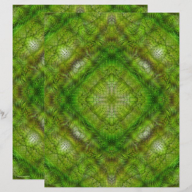 Green Serene Gardens Scrapbook Paper 2-Sided Page (Frente/Verso)