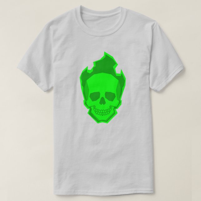 Green Skull Graphic T-Shirt – Neon Skull Design Gi (Frente do Design)