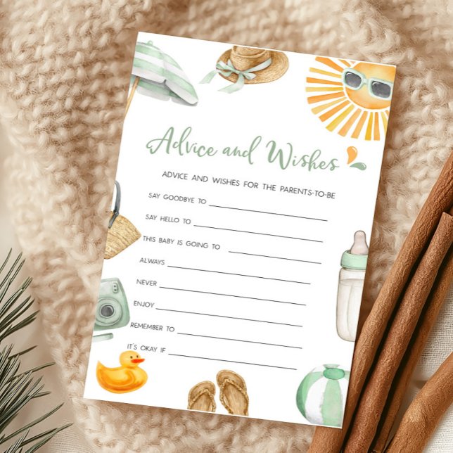 Green Splash Chip Advice e Desejo Jogo (Summer Baby Bash Baby Shower Advice and Wishes Game)