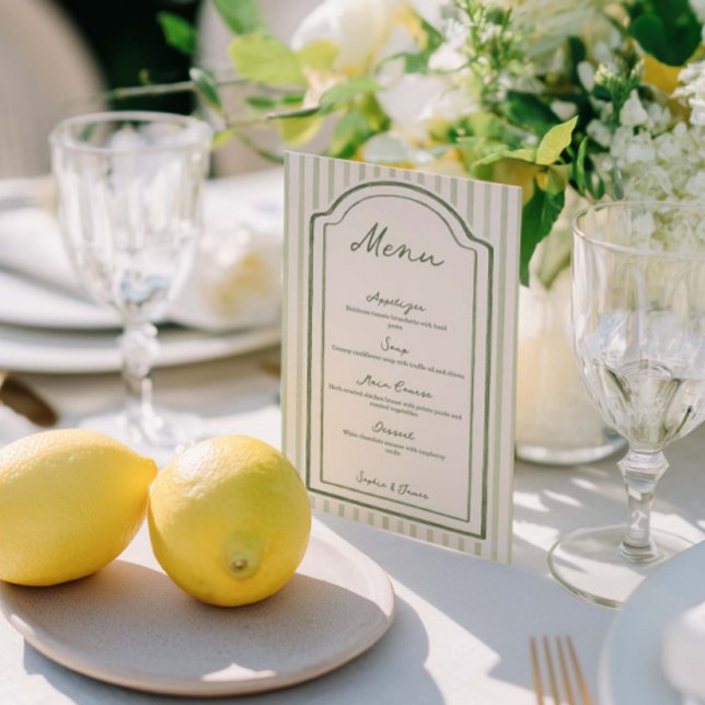 Green Striped Wedding Flat Menu (Criador carregado)