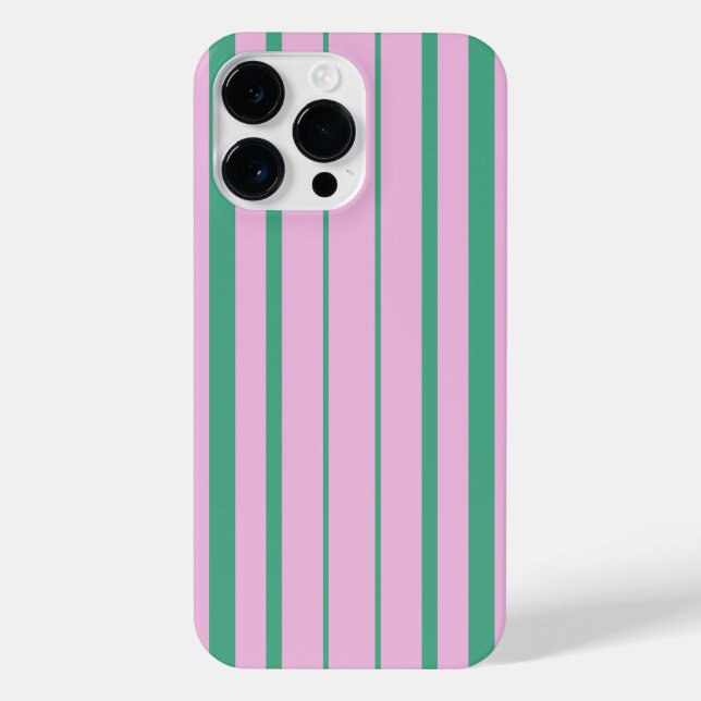 Green Stripes and Soft Pink iPhone 14 Pro Max Case (Verso)
