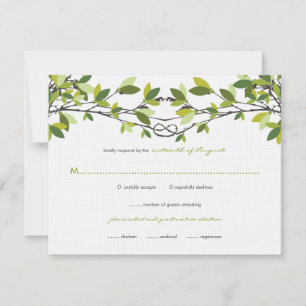 Green Summer Knotted Love Trees Weding RSVP Card