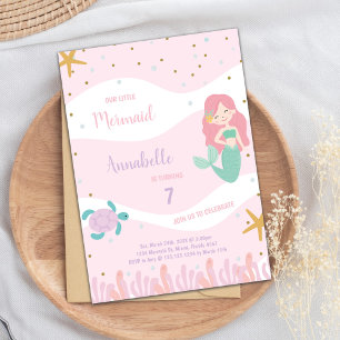 Green Tail Smermaid Convite de Aniversário