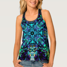 Green Teal Psychedelic Bohemian Mandala
