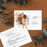 Green & Terra Cotta Floral w RSVP de Refeições<br><div class="desc">Envie um cartão de refeição RSVP Floral Verde & Terra Cotta,  divertido e elegante,  com os seus convites para casamentos e festas,  incluindo Festas de formatura. Veja nossa coleção para uma opção sem a refeição.</div>