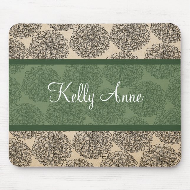 Green Vintage Zinnia Mousepad (Frente)