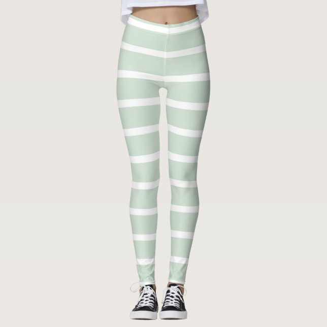 Green & White Striped Leggings  (Frente)