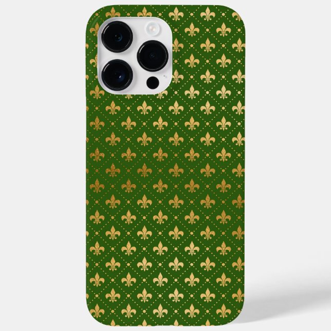 GREEN WITH GOLD FLEUR DI LIS PATTERN (Verso)