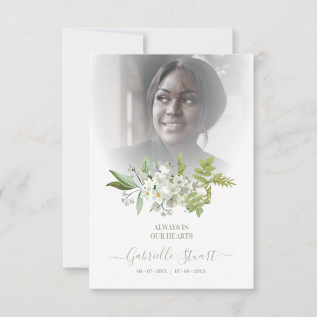 Green Wreath Photo Funeral Service Dear Ones (Frente)