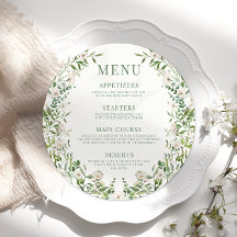 Greeneral floral Boho redondo Menu Placa de Cartão