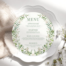 Greeneral floral Boho redondo Menu Placa de Cartão
