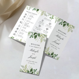 Greenery01 Triplo Folheto do Programa de Casamento