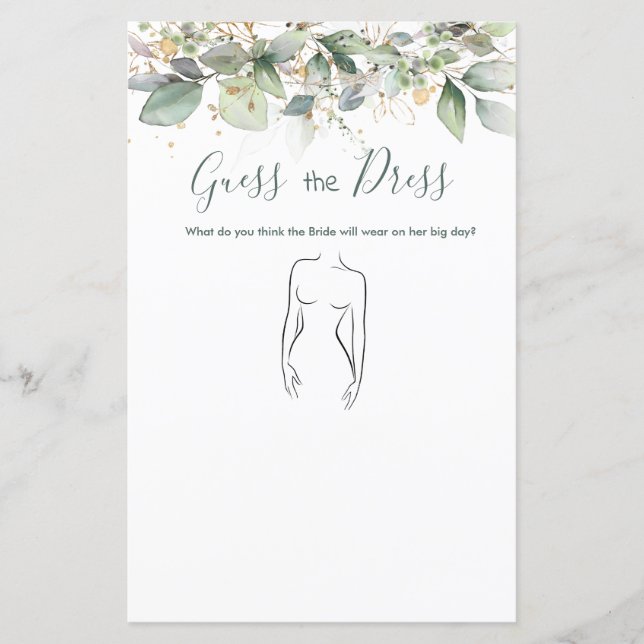 Greenery Adivinha O Jogo Do Chá de panela De Vesti (Frente)