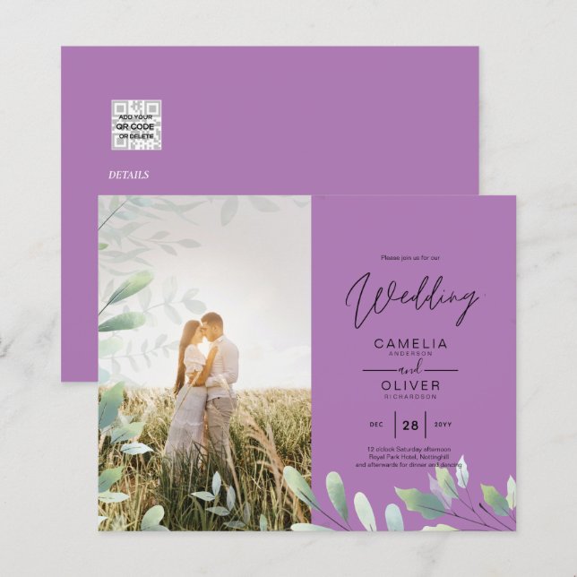 Greenery All-in-1 Deixa Foto de Casamento de Sobre (Frente/Verso)