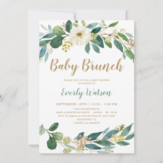 Greenery Baby Brunch Cartão de Convite