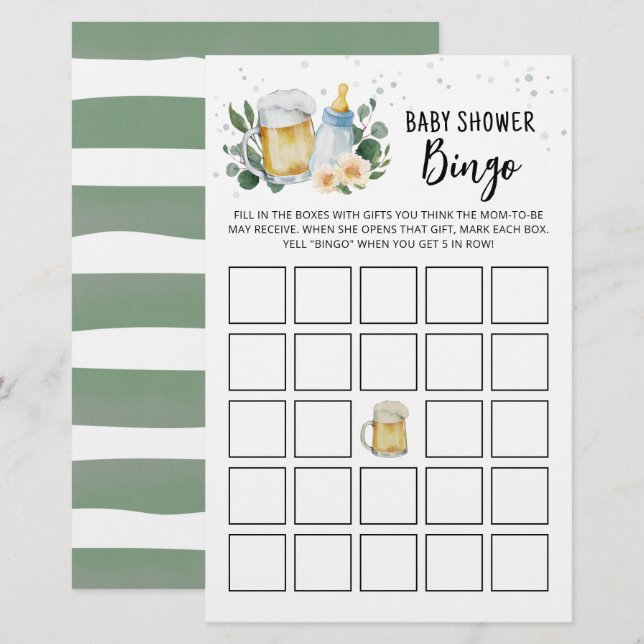 Greenery Baby Está Fazendo Jogo de Bingo para Chás (Frente/Verso)