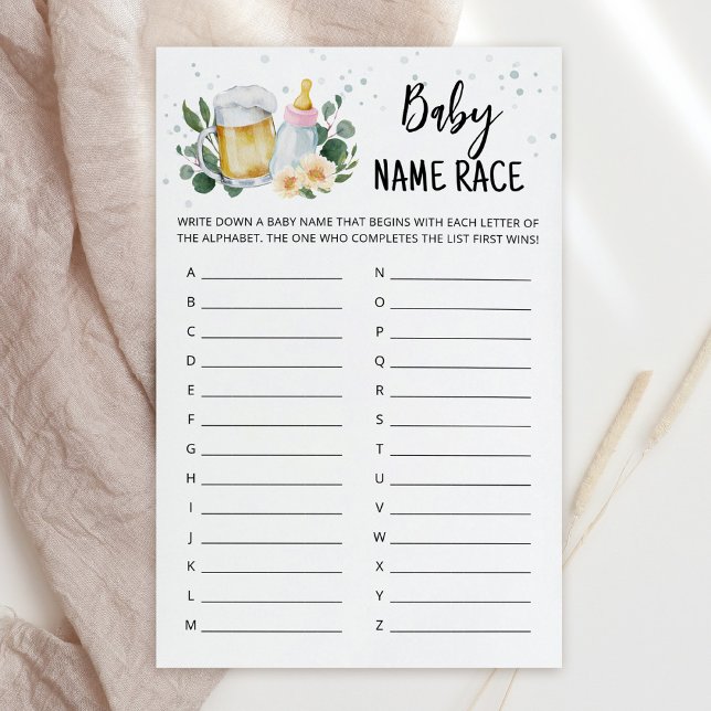 Greenery Baby está preparando o Jogo da Corrida do (Greenery and Beer Baby Brewing Baby Shower Name Race Game)