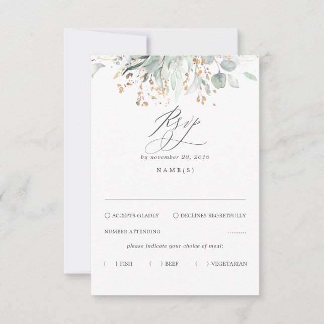 Greenery Bohemian Wedding RSVP (Frente)