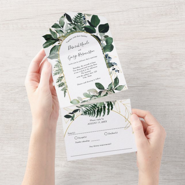 Greenery Boho Modern Arch, Casamento Jardim (Tearaway)