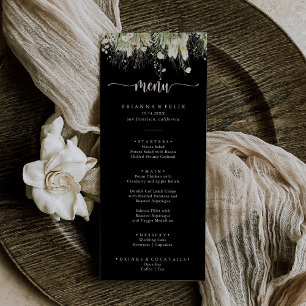 Greenery Boho Wildflower Black Menu Janto