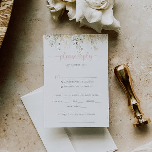 Greenery Boho Wildflower Menu Choice RSVP