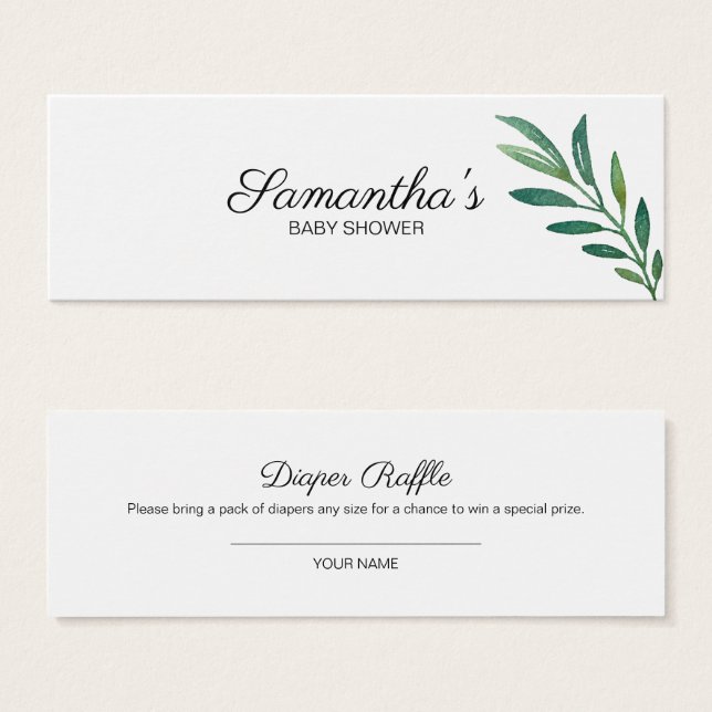 Greenery Botanic Chá de fraldas Raffle (Frente & Verso)