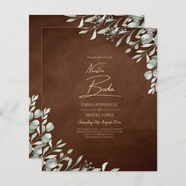Greenery Brown Wedding Fall Winter (Frente/Verso)