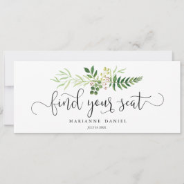 Greenery casamento encontre seu assento.