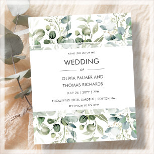 Greenery   Convite para Casamento Branco Moderno