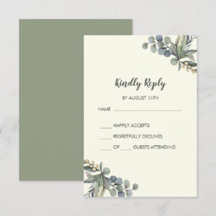 Greenery de inverno Cartão RSVP de Casamento Sim