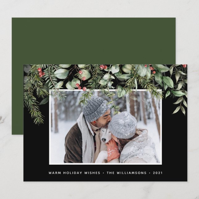 Greenery de inverno | Feriado de Pine e Berries (Frente/Verso)