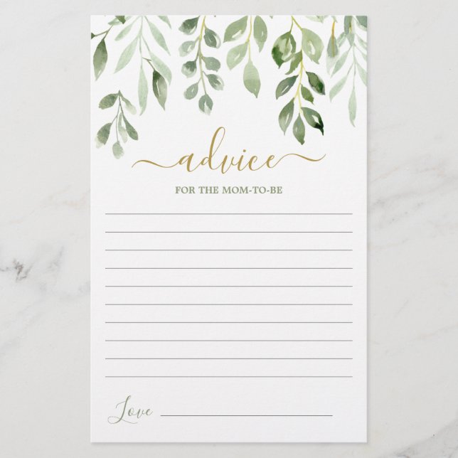 Greenery deixa conselhos para a mãe ser cartão (Frente)