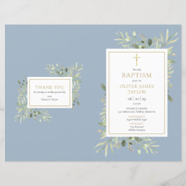 Greenery Dusty Blue Baptism Christening
