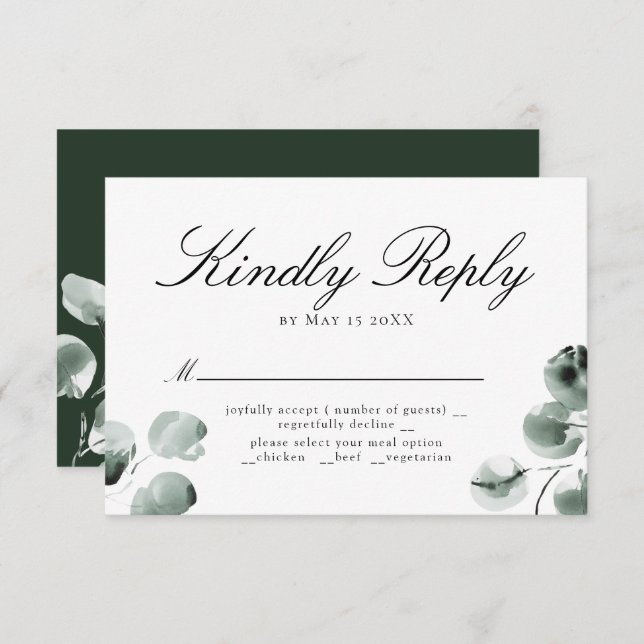 Greenery e Eucalyptus - RSVP Verde com script (Frente/Verso)