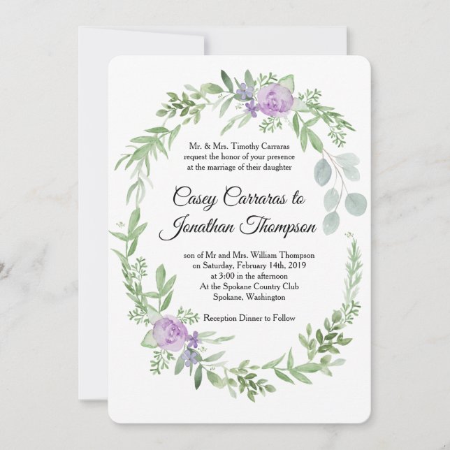 Greenery e Lavanda Convite modelo (Frente)