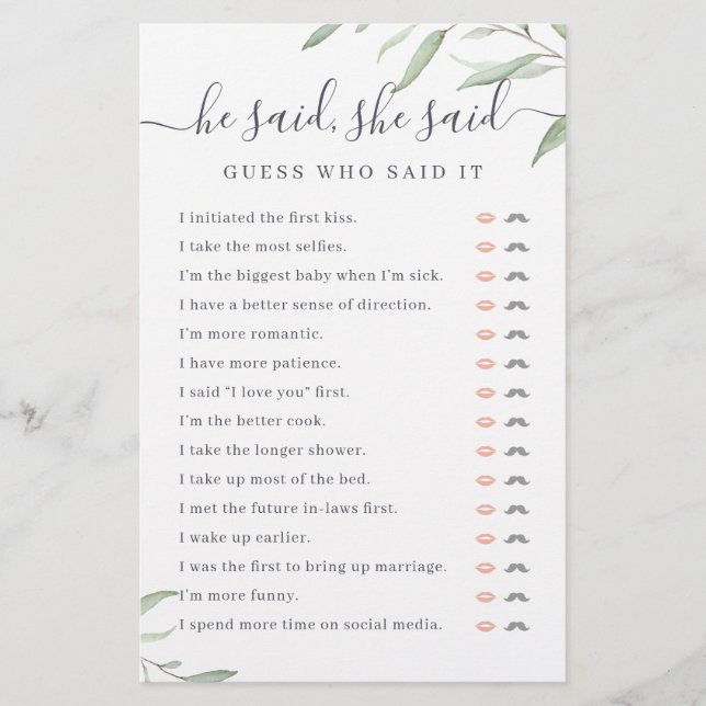 Greenery, ele disse que ela disse jogo de chá de p (Frente)